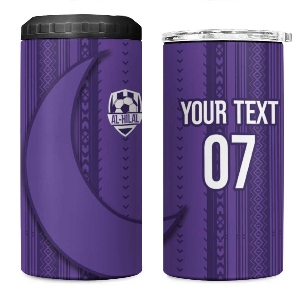 Saudi Football Al Zaeem Custom 4 in 1 Can Cooler Tumbler Crescent Moon - Purple - Wonder Print Shop