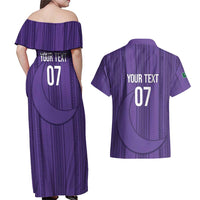Saudi Football Al Zaeem Custom Couples Matching Off Shoulder Maxi Dress and Hawaiian Shirt Crescent Moon - Purple - Wonder Print Shop