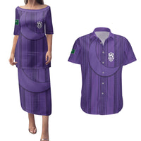 Saudi Football Al Zaeem Custom Couples Matching Puletasi and Hawaiian Shirt Crescent Moon - Purple - Wonder Print Shop