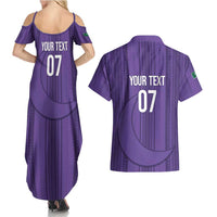 Saudi Football Al Zaeem Custom Couples Matching Summer Maxi Dress and Hawaiian Shirt Crescent Moon - Purple - Wonder Print Shop