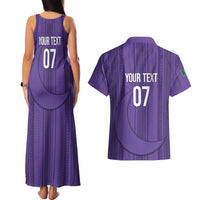 Saudi Football Al Zaeem Custom Couples Matching Tank Maxi Dress and Hawaiian Shirt Crescent Moon - Purple - Wonder Print Shop