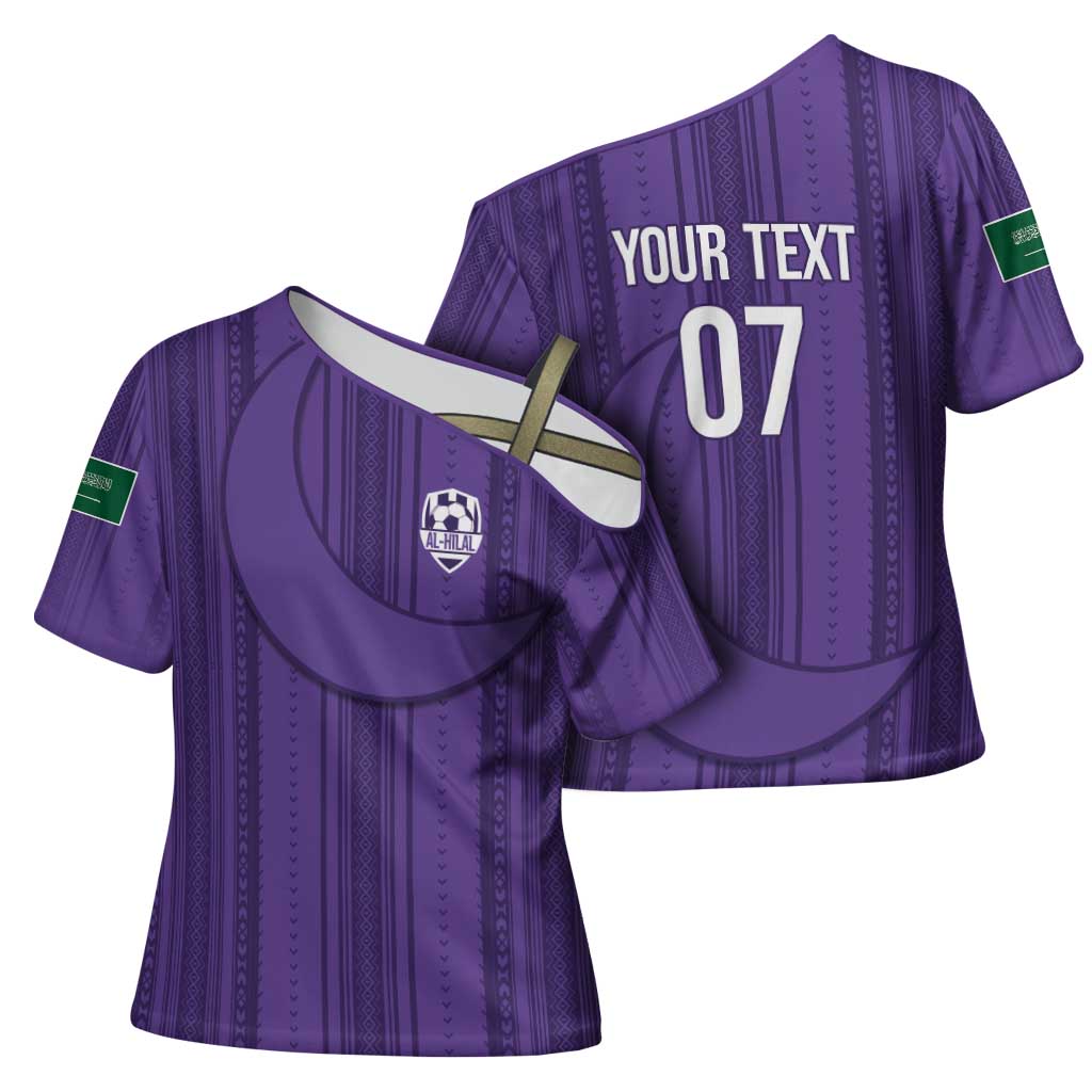 Saudi Football Al Zaeem Custom Cross Shoulder Shirt Crescent Moon - Purple - Wonder Print Shop