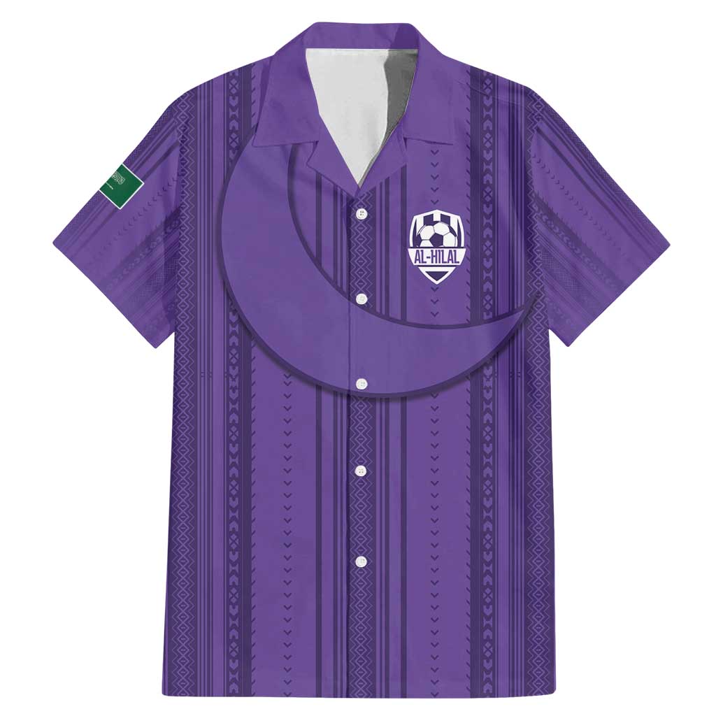 Saudi Football Al Zaeem Custom Family Matching Mermaid Dress and Hawaiian Shirt Crescent Moon - Purple - Wonder Print Shop