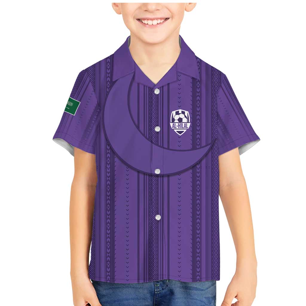 Saudi Football Al Zaeem Custom Family Matching Mermaid Dress and Hawaiian Shirt Crescent Moon - Purple - Wonder Print Shop