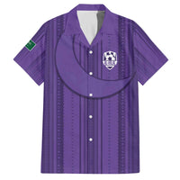 Saudi Football Al Zaeem Custom Family Matching Off The Shoulder Long Sleeve Dress and Hawaiian Shirt Crescent Moon - Purple - Wonder Print Shop