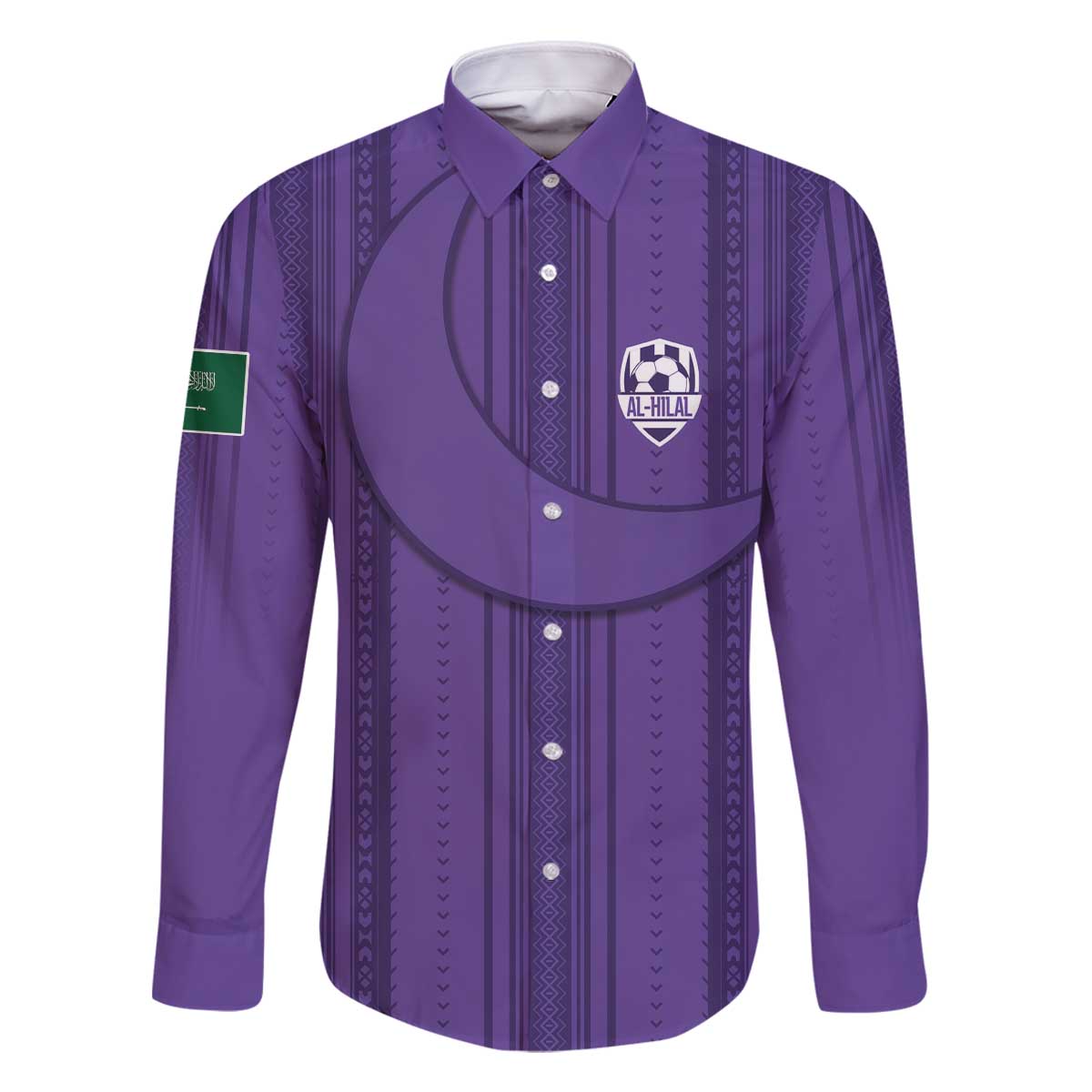 Saudi Football Al Zaeem Custom Family Matching Off The Shoulder Long Sleeve Dress and Hawaiian Shirt Crescent Moon - Purple - Wonder Print Shop