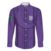 Saudi Football Al Zaeem Custom Family Matching Off The Shoulder Long Sleeve Dress and Hawaiian Shirt Crescent Moon - Purple - Wonder Print Shop