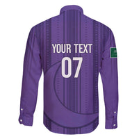 Saudi Football Al Zaeem Custom Family Matching Off The Shoulder Long Sleeve Dress and Hawaiian Shirt Crescent Moon - Purple - Wonder Print Shop