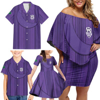Saudi Football Al Zaeem Custom Family Matching Off Shoulder Short Dress and Hawaiian Shirt Crescent Moon - Purple - Wonder Print Shop