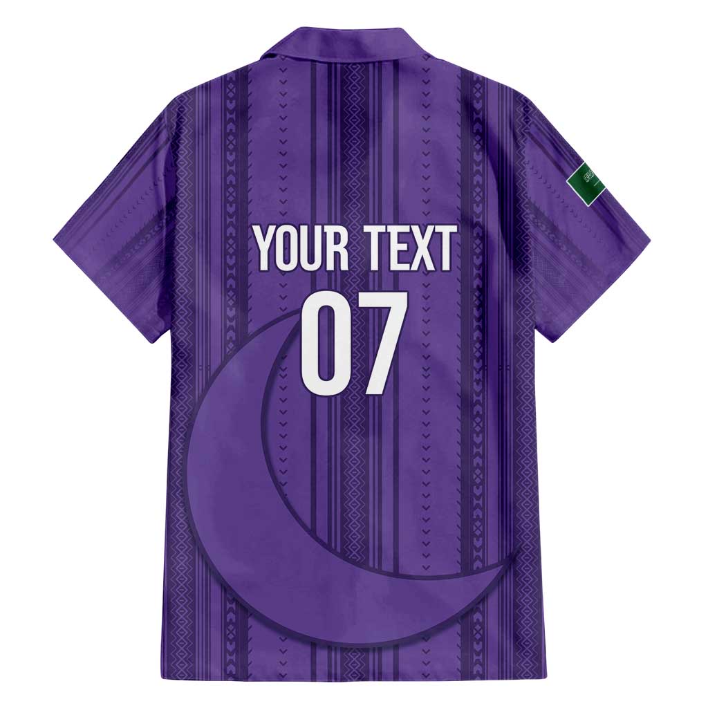 Saudi Football Al Zaeem Custom Family Matching Off Shoulder Short Dress and Hawaiian Shirt Crescent Moon - Purple - Wonder Print Shop