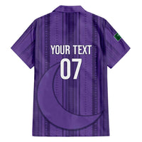 Saudi Football Al Zaeem Custom Family Matching Off Shoulder Short Dress and Hawaiian Shirt Crescent Moon - Purple - Wonder Print Shop