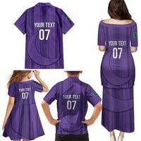 Saudi Football Al Zaeem Custom Family Matching Puletasi and Hawaiian Shirt Crescent Moon - Purple - Wonder Print Shop