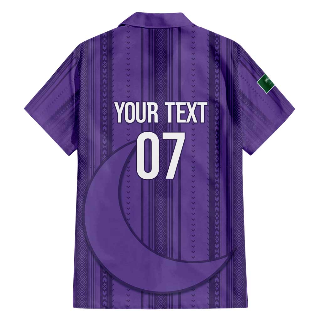 Saudi Football Al Zaeem Custom Family Matching Short Sleeve Bodycon Dress and Hawaiian Shirt Crescent Moon - Purple - Wonder Print Shop