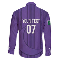 Saudi Football Al Zaeem Custom Family Matching Short Sleeve Bodycon Dress and Hawaiian Shirt Crescent Moon - Purple - Wonder Print Shop