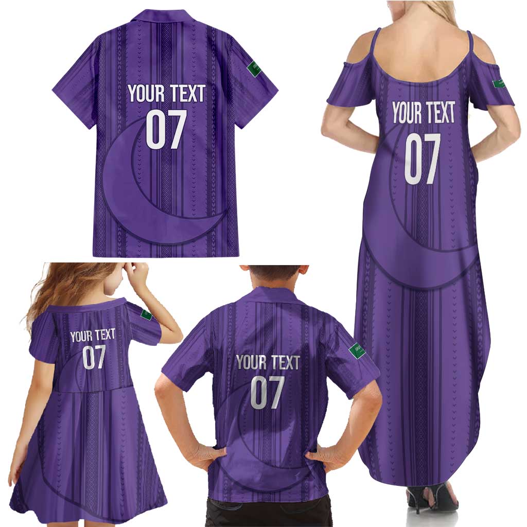 Saudi Football Al Zaeem Custom Family Matching Summer Maxi Dress and Hawaiian Shirt Crescent Moon - Purple - Wonder Print Shop
