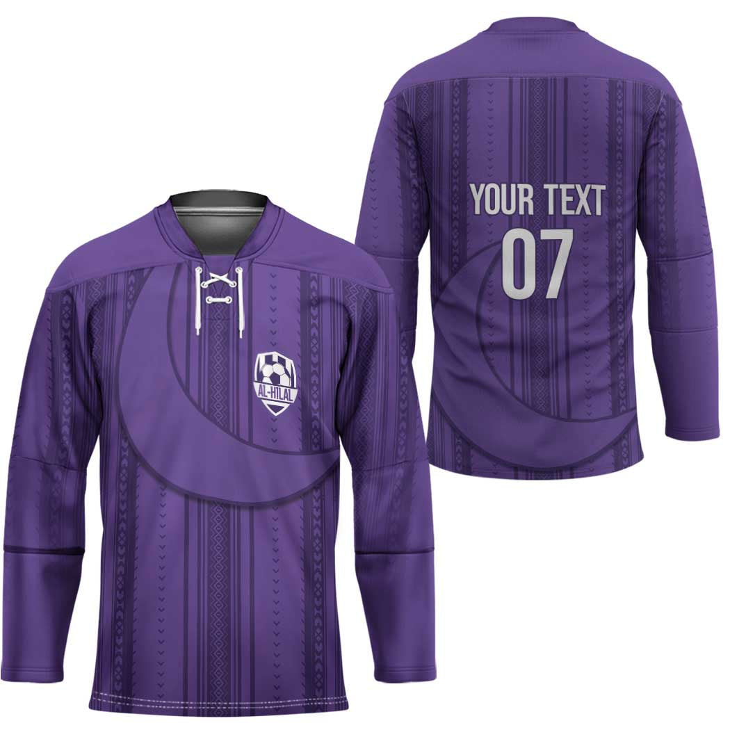 Saudi Football Al Zaeem Custom Hockey Jersey Crescent Moon - Purple - Wonder Print Shop