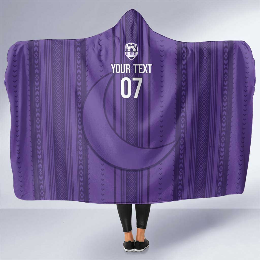 Saudi Football Al Zaeem Custom Hooded Blanket Crescent Moon - Purple - Wonder Print Shop