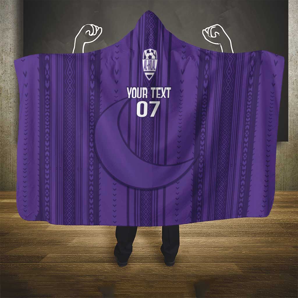 Saudi Football Al Zaeem Custom Hooded Blanket Crescent Moon - Purple - Wonder Print Shop