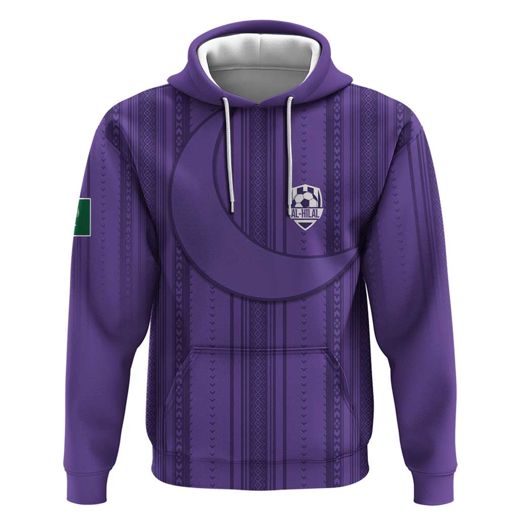 Saudi Football Al Zaeem Custom Hoodie Crescent Moon - Purple - Wonder Print Shop