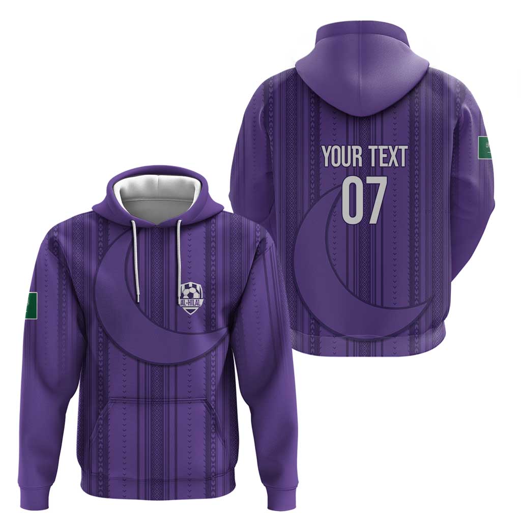 Saudi Football Al Zaeem Custom Hoodie Crescent Moon - Purple - Wonder Print Shop