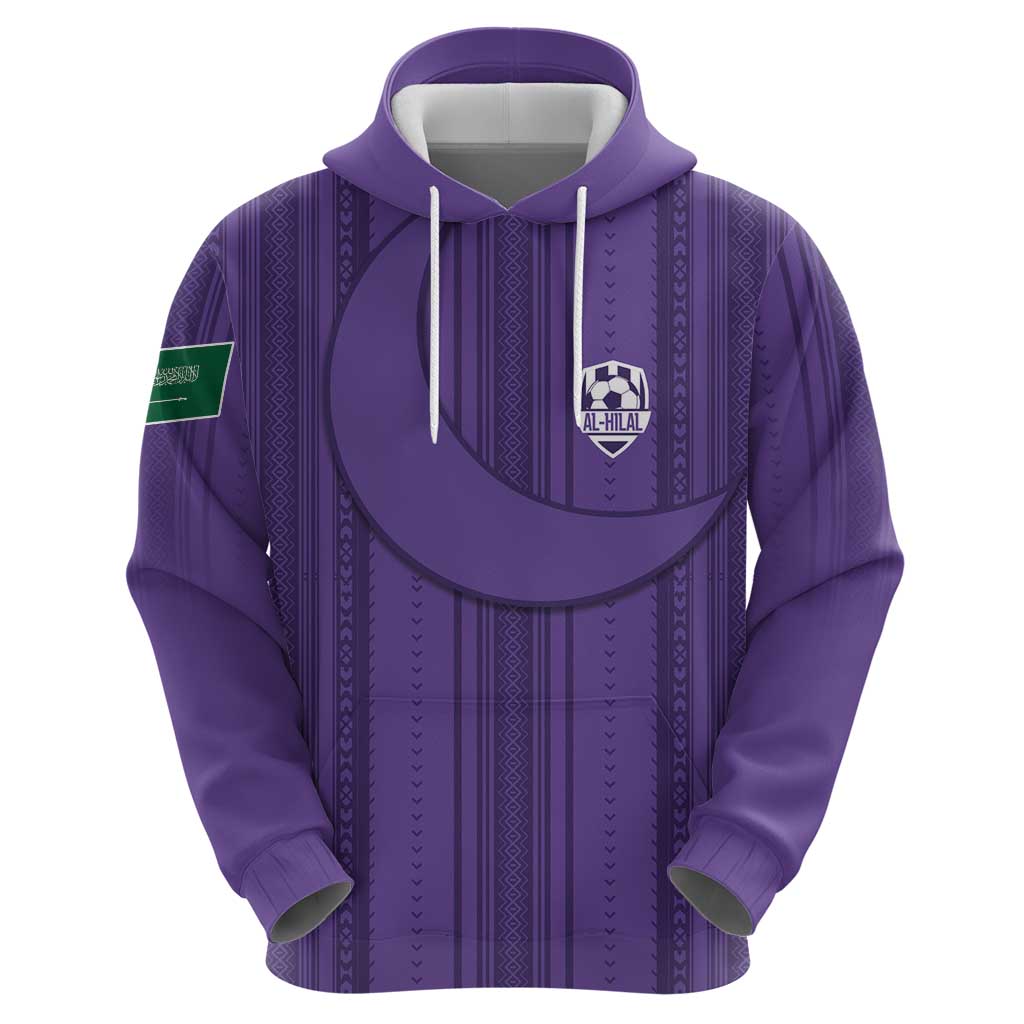 Saudi Football Al Zaeem Custom Hoodie Crescent Moon - Purple - Wonder Print Shop
