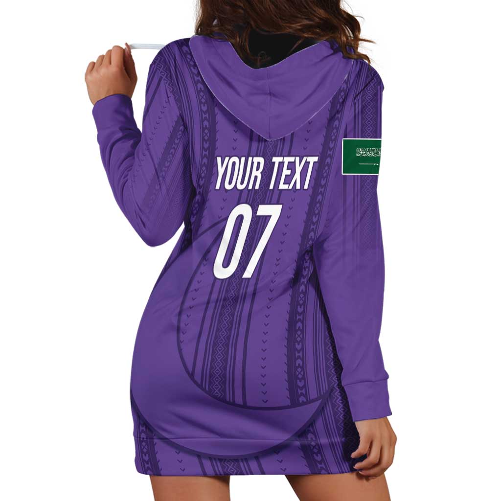 Saudi Football Al Zaeem Custom Hoodie Dress Crescent Moon - Purple - Wonder Print Shop
