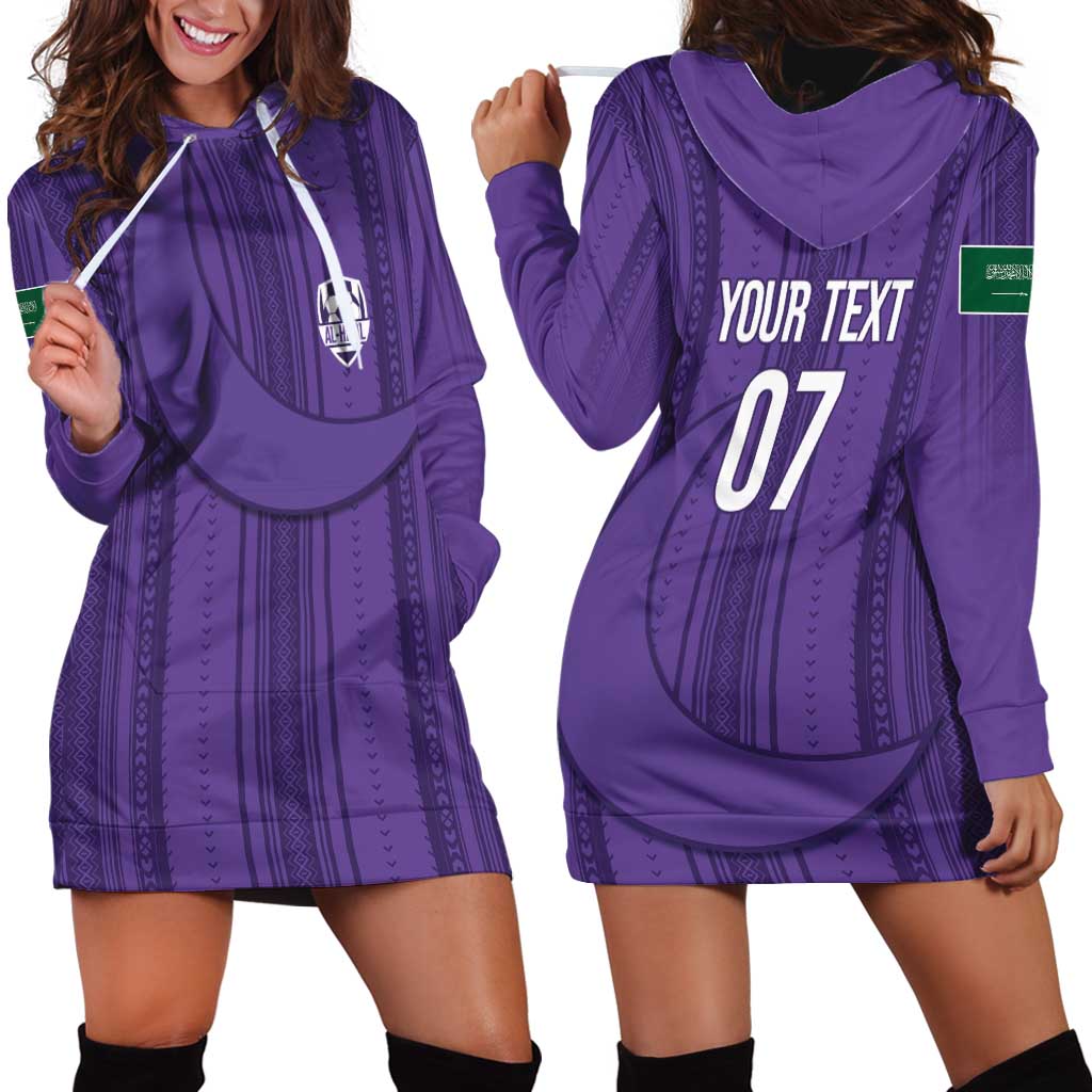 Saudi Football Al Zaeem Custom Hoodie Dress Crescent Moon - Purple - Wonder Print Shop