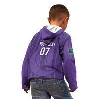 Saudi Football Al Zaeem Custom Kid Hoodie Crescent Moon - Purple - Wonder Print Shop