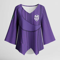 Saudi Football Al Zaeem Custom Kimono Sleeve Blouse Crescent Moon - Purple - Wonder Print Shop