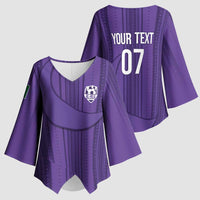 Saudi Football Al Zaeem Custom Kimono Sleeve Blouse Crescent Moon - Purple - Wonder Print Shop