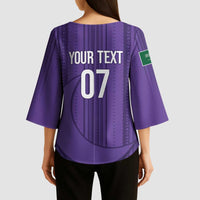 Saudi Football Al Zaeem Custom Kimono Sleeve Blouse Crescent Moon - Purple - Wonder Print Shop