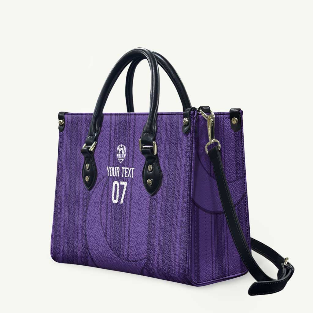Saudi Football Al Zaeem Custom Leather Bag Crescent Moon - Purple - Wonder Print Shop