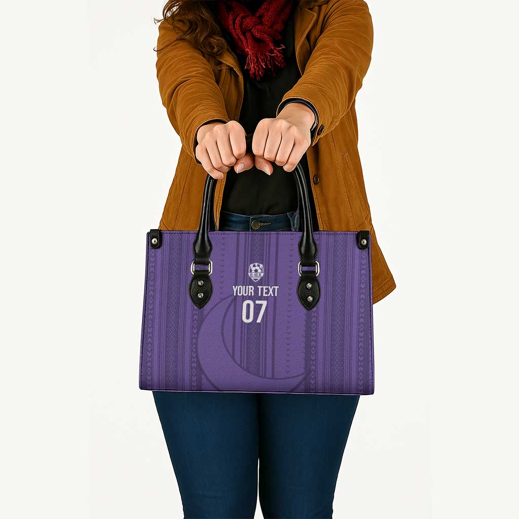 Saudi Football Al Zaeem Custom Leather Bag Crescent Moon - Purple - Wonder Print Shop