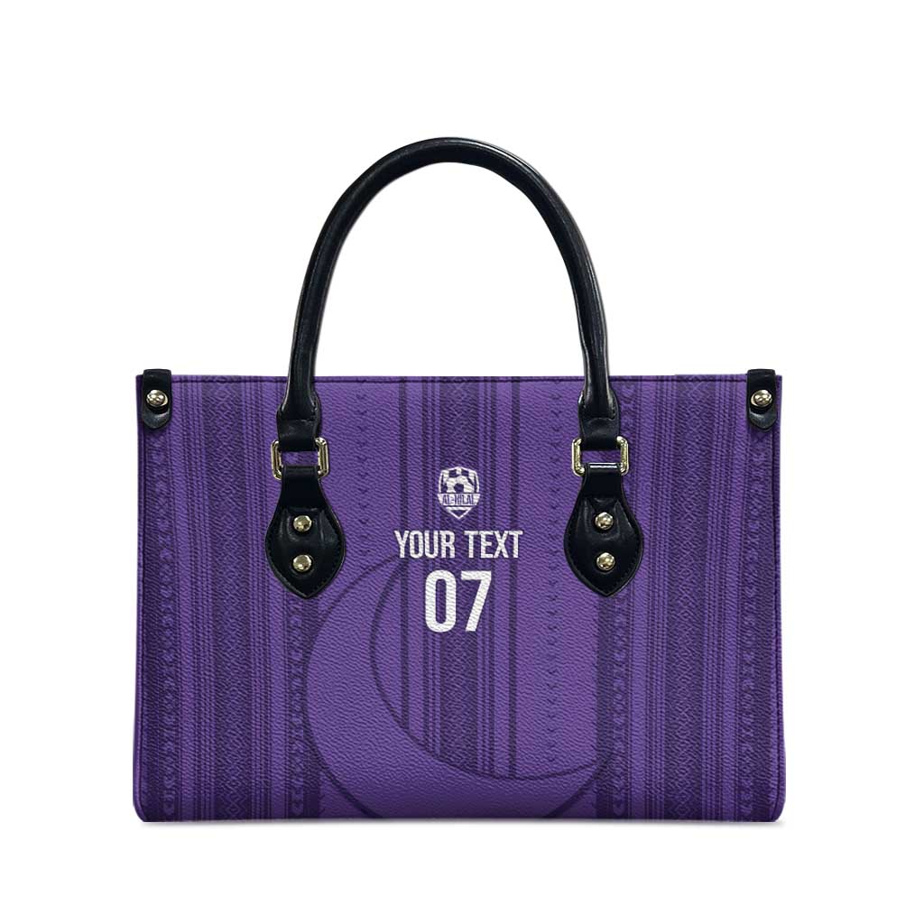 Saudi Football Al Zaeem Custom Leather Bag Crescent Moon - Purple - Wonder Print Shop
