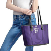 Saudi Football Al Zaeem Custom Leather Tote Bag Crescent Moon - Purple - Wonder Print Shop
