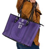 Saudi Football Al Zaeem Custom Leather Tote Bag Crescent Moon - Purple - Wonder Print Shop