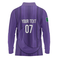 Saudi Football Al Zaeem Custom Long Sleeve Polo Shirt Crescent Moon - Purple - Wonder Print Shop