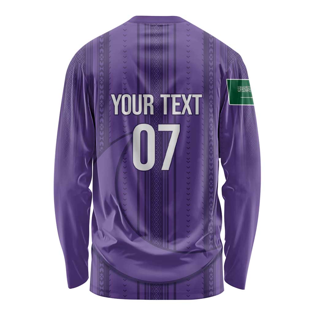 Saudi Football Al Zaeem Custom Long Sleeve Shirt Crescent Moon - Purple - Wonder Print Shop