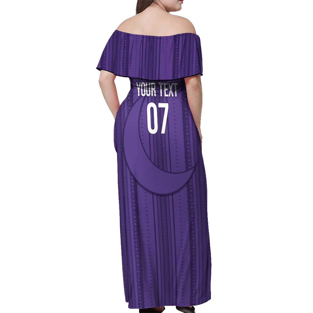 Saudi Football Al Zaeem Custom Off Shoulder Maxi Dress Crescent Moon - Purple - Wonder Print Shop