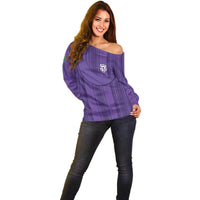 Saudi Football Al Zaeem Custom Off Shoulder Sweater Crescent Moon - Purple - Wonder Print Shop