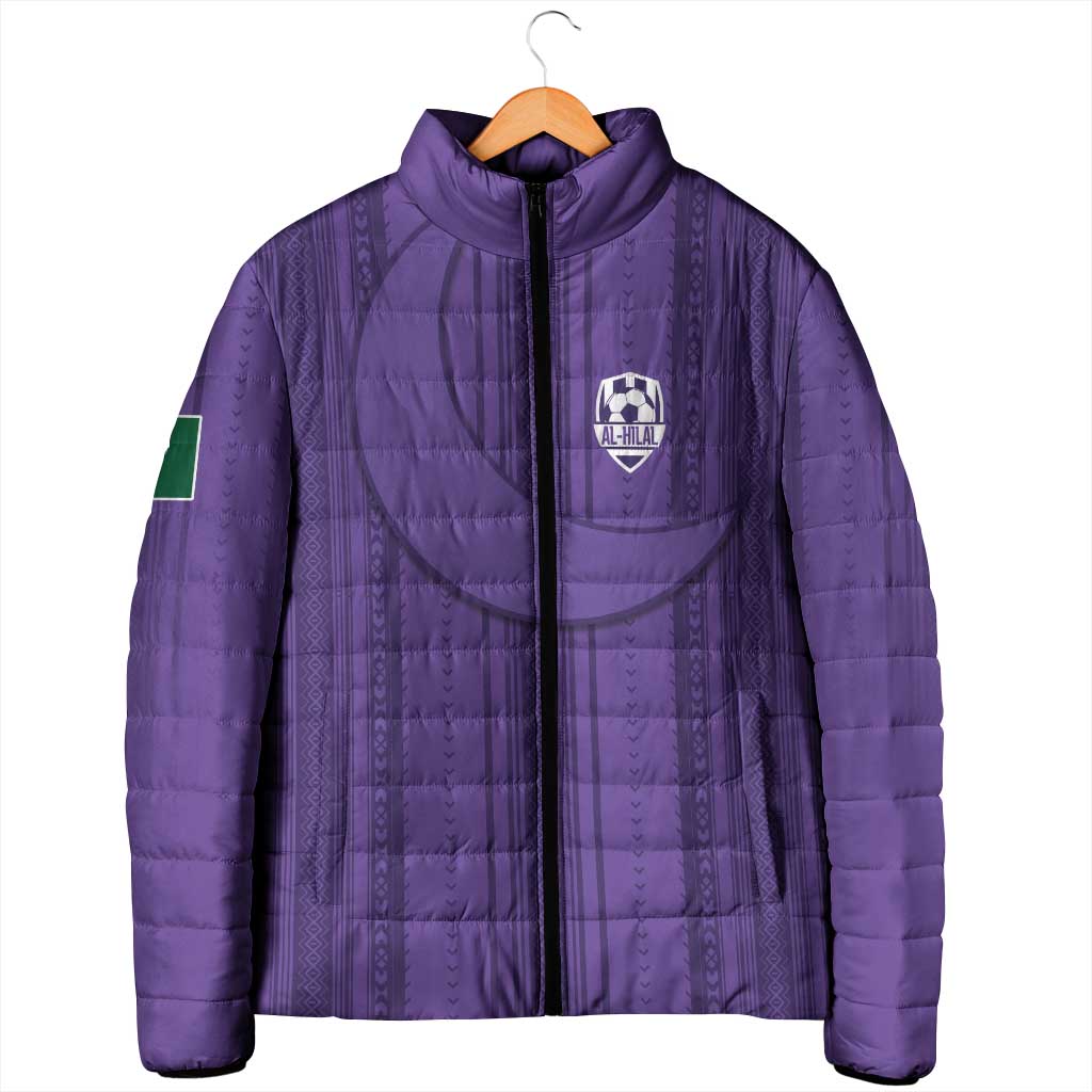Saudi Football Al Zaeem Custom Padded Jacket Crescent Moon - Purple - Wonder Print Shop