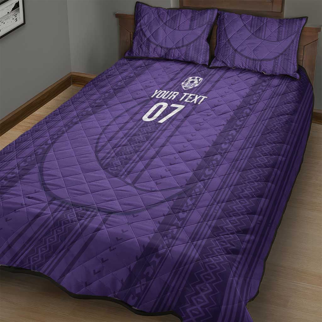 Saudi Football Al Zaeem Custom Quilt Bed Set Crescent Moon - Purple - Wonder Print Shop