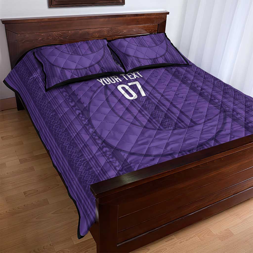 Saudi Football Al Zaeem Custom Quilt Bed Set Crescent Moon - Purple - Wonder Print Shop