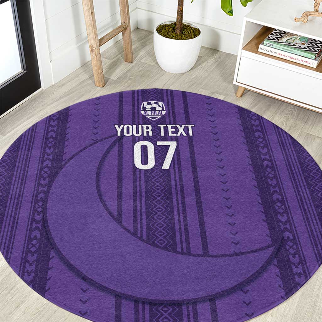Saudi Football Al Zaeem Custom Round Carpet Crescent Moon - Purple - Wonder Print Shop