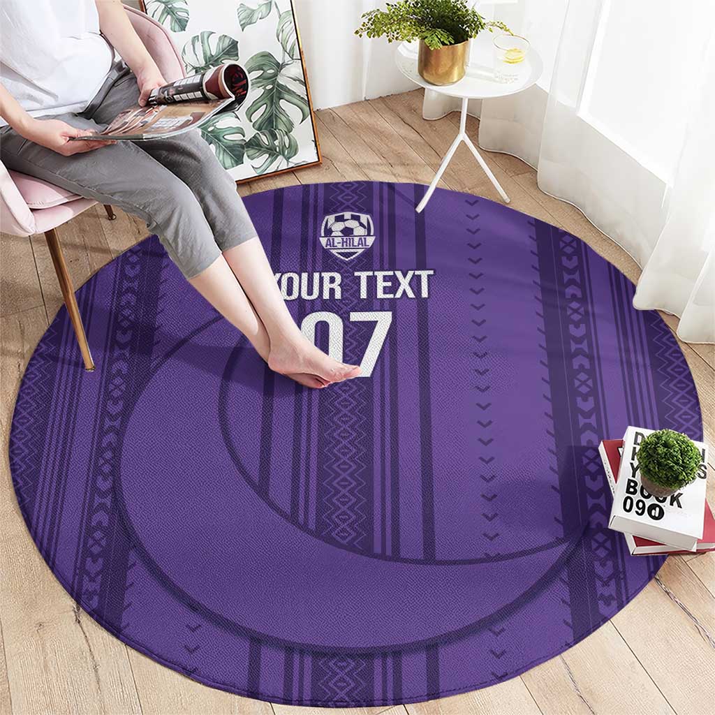 Saudi Football Al Zaeem Custom Round Carpet Crescent Moon - Purple - Wonder Print Shop