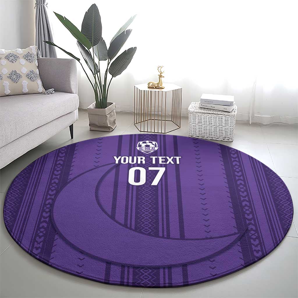 Saudi Football Al Zaeem Custom Round Carpet Crescent Moon - Purple - Wonder Print Shop