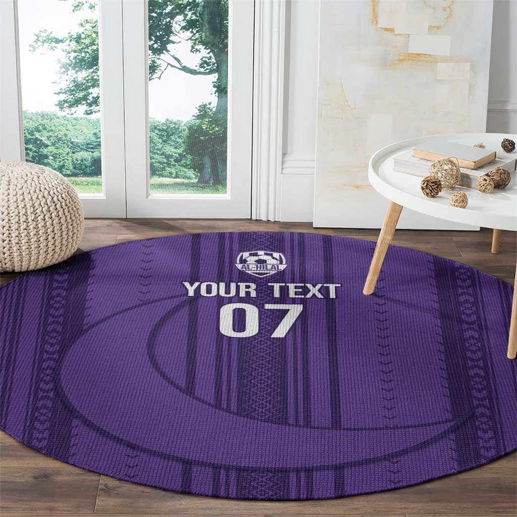Saudi Football Al Zaeem Custom Round Carpet Crescent Moon - Purple - Wonder Print Shop