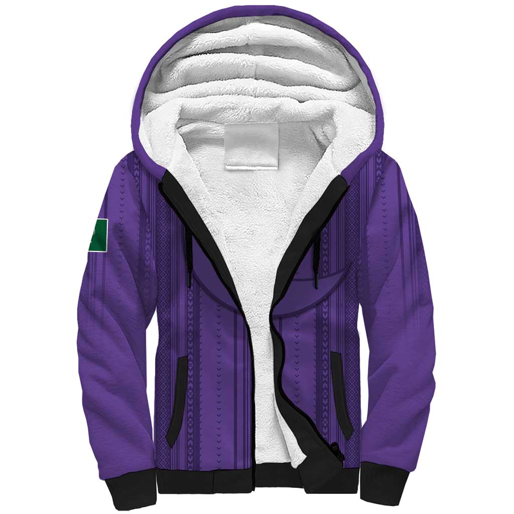 Saudi Football Al Zaeem Custom Sherpa Hoodie Crescent Moon - Purple - Wonder Print Shop
