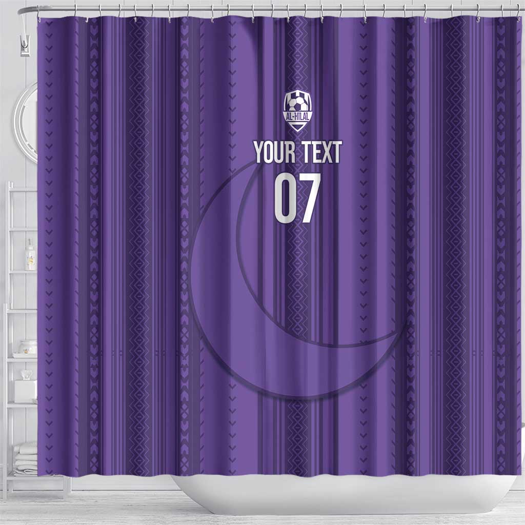 Saudi Football Al Zaeem Custom Shower Curtain Crescent Moon - Purple - Wonder Print Shop