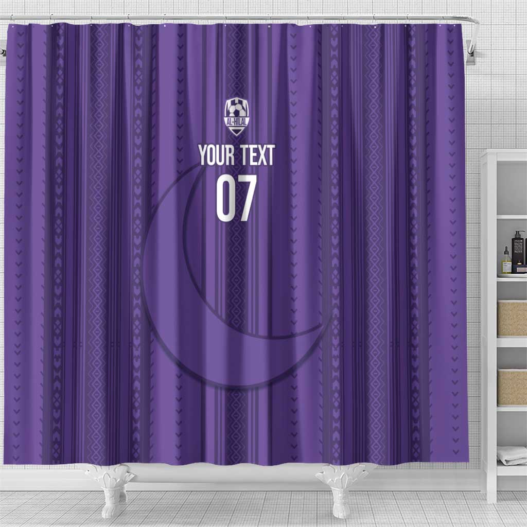 Saudi Football Al Zaeem Custom Shower Curtain Crescent Moon - Purple - Wonder Print Shop